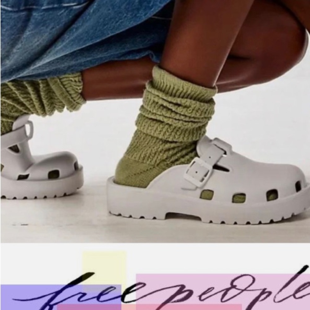 New Free People White karlie EVA Buckle Clogs